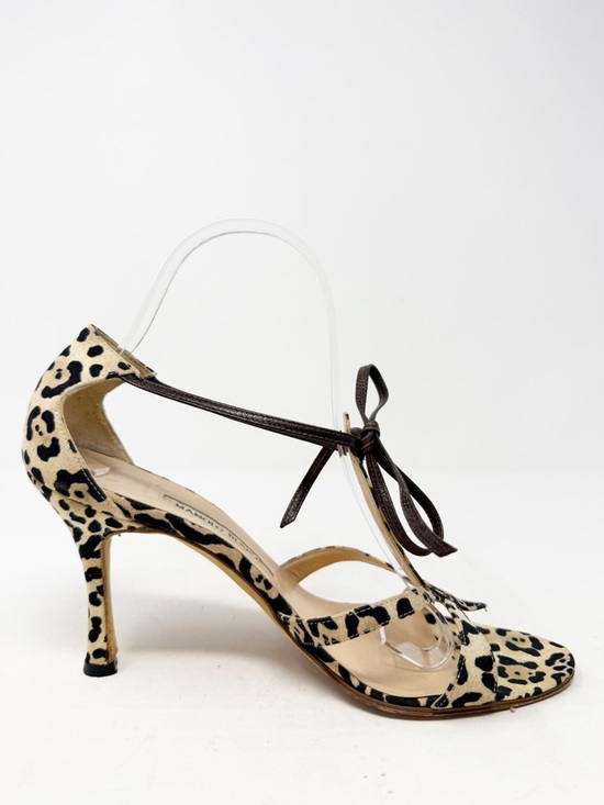 Manolo Blahnik Leopard Print Strappy Stiletto Heels Womens Size EU 39 - Picture 7 of 10